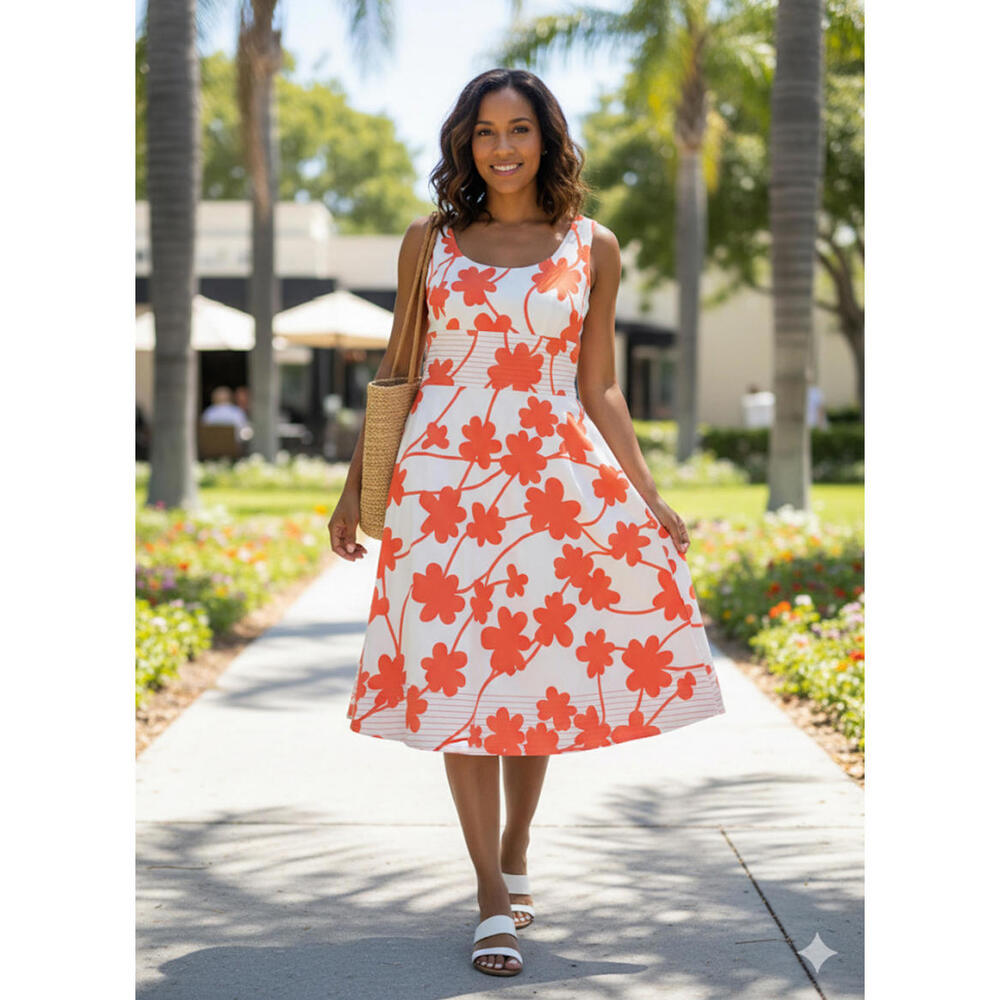 Maggy London 12 Women's Casual Dress Orange Floral spring